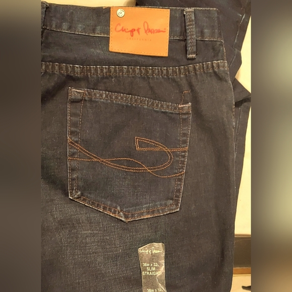 CHIP & PEPPER "IKE" MEN'S DARK DISTRESSED SLIM STRAIGHT JEANS SIZE 36 X 32 NWT - Picture 3 of 10